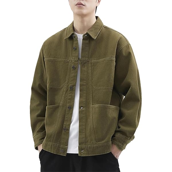 Men's Suede Jacket Full Zip Up Jackets Long Sleeve Solid Color
